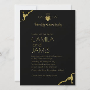 Cartes d'invitation avec monogramme Claddagh