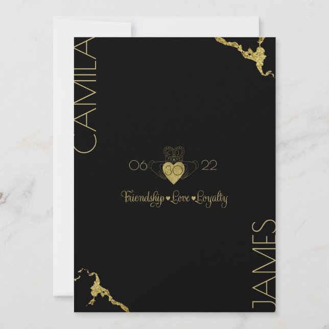Cartes d'invitation avec monogramme Claddagh (Dos)