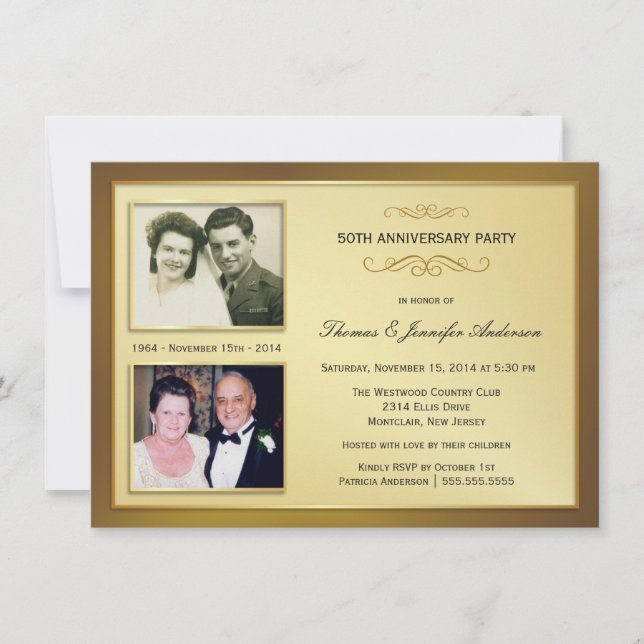 Cartes d'invitation avec photos du passé et du pré (Devant)