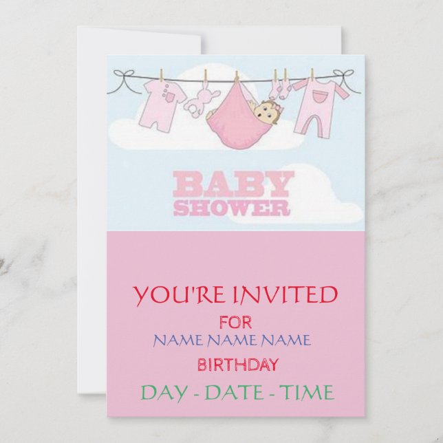 CARTES D'INVITATION BABY SHOWER (Devant)