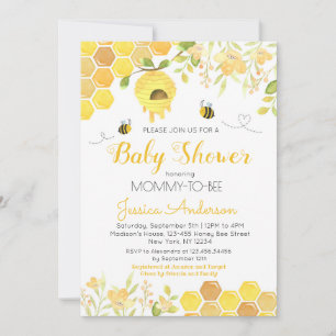 Cartes d'invitation Baby Shower Abeille Bébé Garço