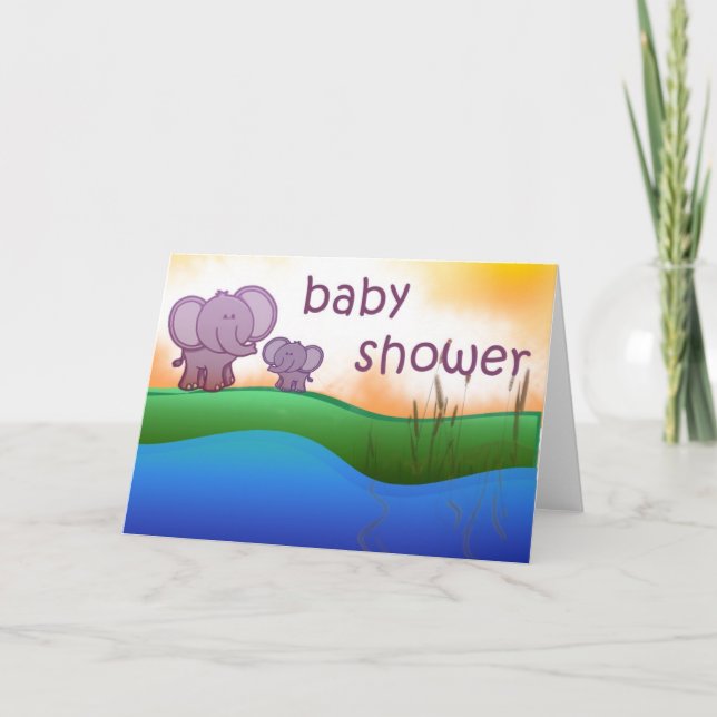 Cartes d'invitation baby shower éléphant (Devant)
