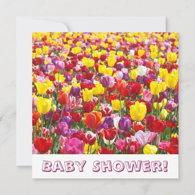 Cartes d'invitation Baby Shower Fleurs de Tulipe d (Devant)