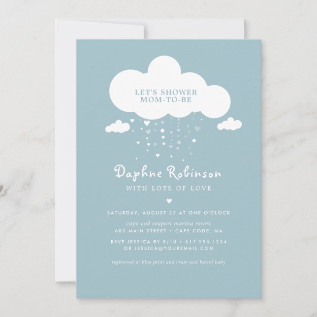 Cartes d'invitation Baby shower nuageux (Devant)