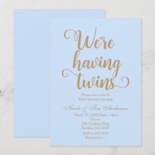 Cartes d'invitation Baby Shower pour des jumeaux B