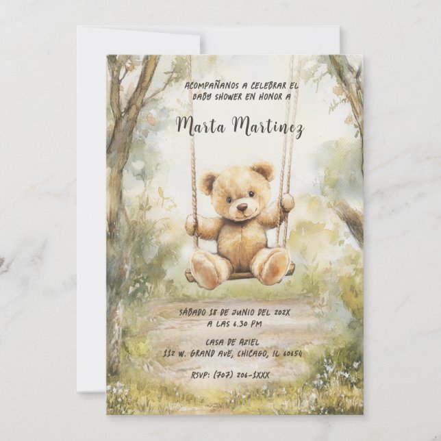 Cartes d'invitation Baby Shower vintage imprimable (Devant)