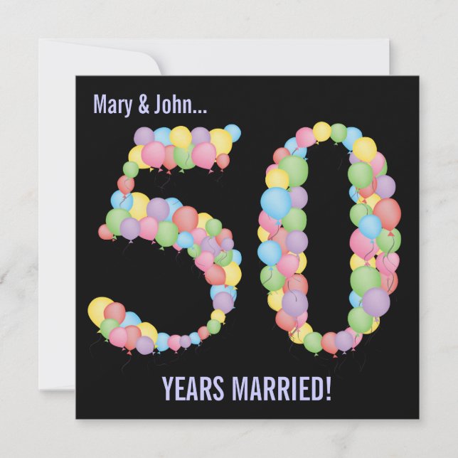 Cartes d'invitation ballons pour fête d'anniversai (Devant)