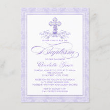 Cartes d'invitation baptême violet