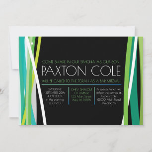 CARTES D'INVITATION BAR MITZVAH aux LIGNES SIMPLÉS
