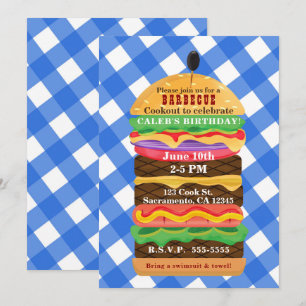 Cartes d'invitation barbecue pique-nique d'été ham