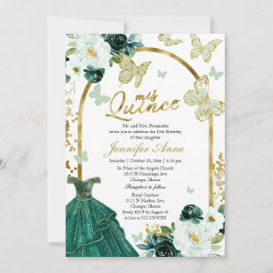 Cartes d'invitation bilingues Papillon Coing