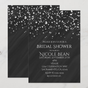 Cartes d'invitation Black & Sparkle Stars Elegant 