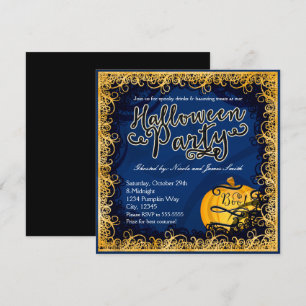 Cartes d'invitation bleu et orange pour fête d'Hal