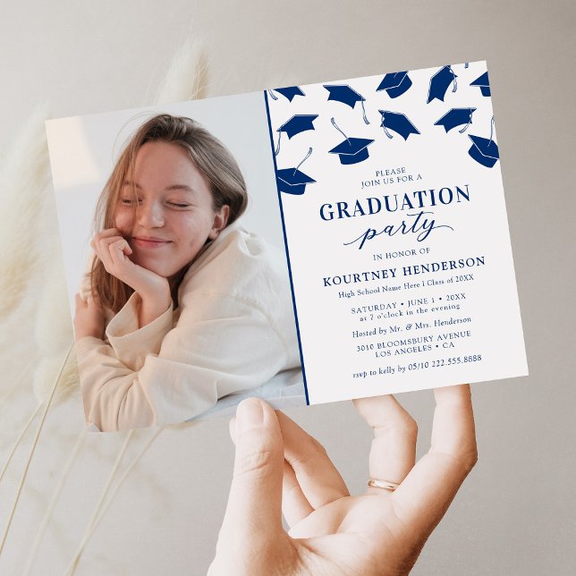Cartes d'invitation bleu simple pour la fête de re (Créateur téléchargé)