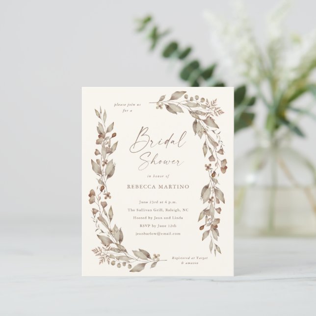Cartes d'invitation bohème à fleurs pour enterreme (Debout devant)
