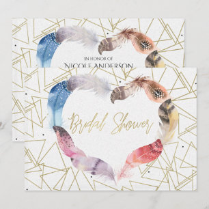 Cartes d'invitation Bohème Chic à plumes pour ente
