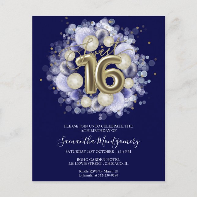 Cartes d'invitation bon marché pour un anniversair (Devant)