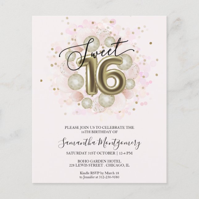 Cartes d'invitation bon marché pour un anniversair (Devant)