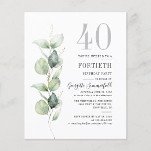 Cartes d'invitation Botanique Budget pour 40e anni