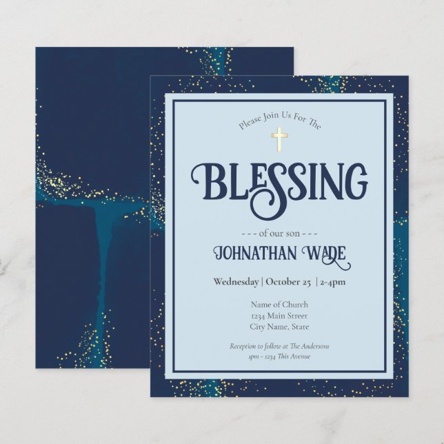 Cartes d'invitation Budget Baby Blessing Flyer (Devant / Derrière)