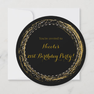 Cartes d'invitation cercles pailletés chic avec fe