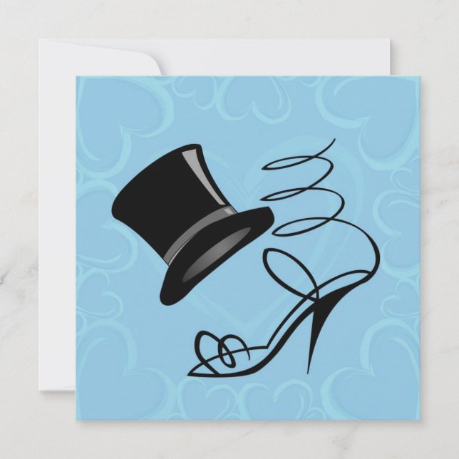 Cartes d'invitation Chapeau haut de forme et talon (Devant)