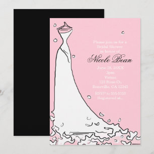 Cartes d'invitation chic rose et noir pour une mod