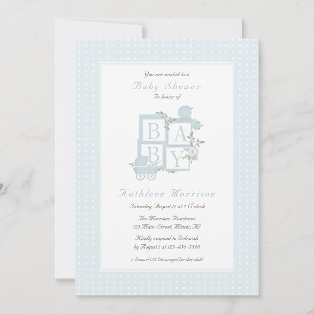 Cartes d'invitation classiques pour baby shower av (Devant)