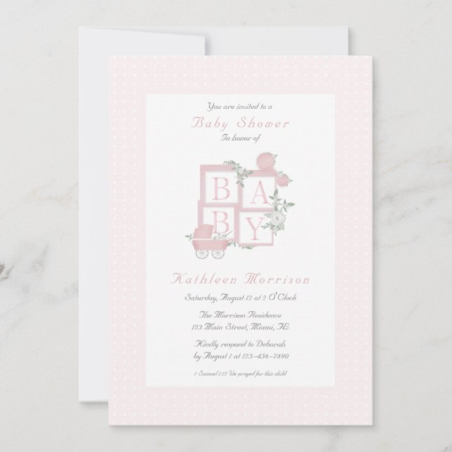 Cartes d'invitation classiques pour baby shower av (Devant)