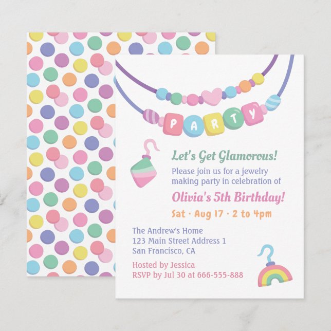 Cartes d'invitation colorées pour fête de fabricat (Devant / Derrière)