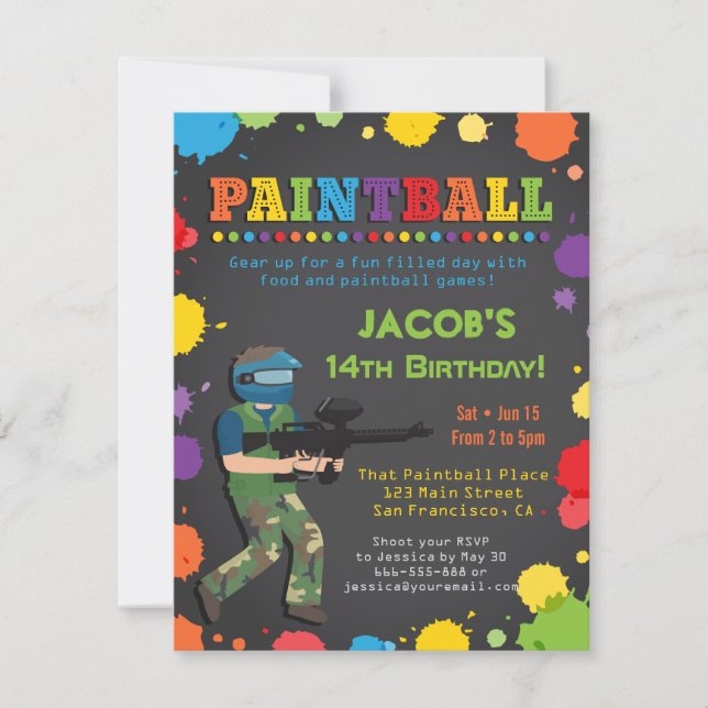 Cartes d'invitation colorées pour une fête d'anniv (Devant)