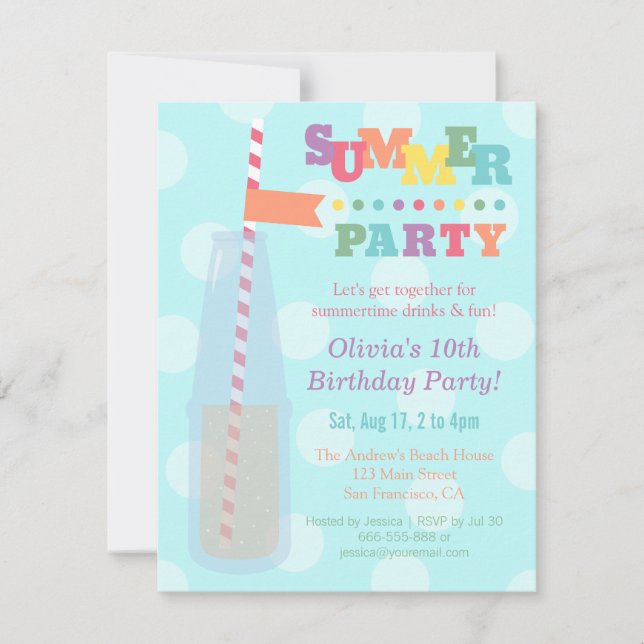 Cartes d'invitation colorées pour une fête d'anniv (Devant)