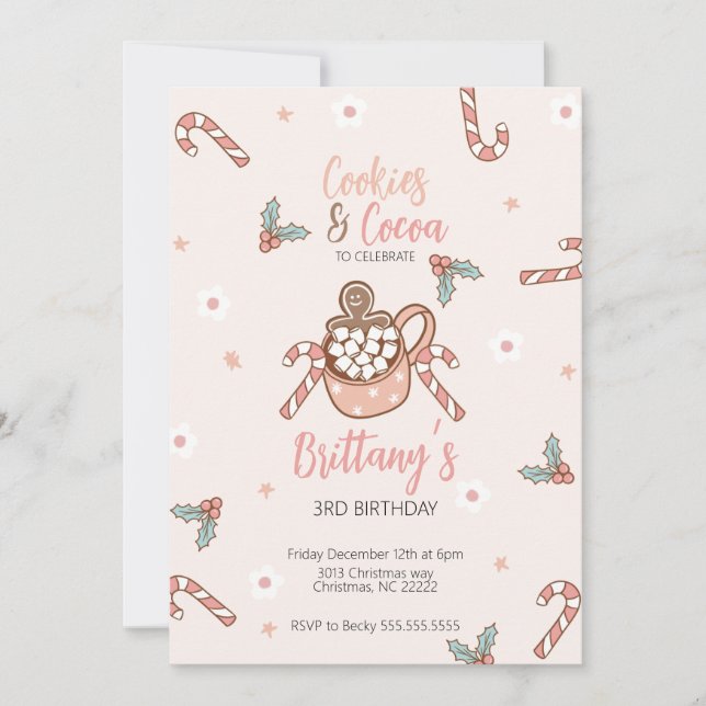 Cartes d'invitation Cookies et Cocoa pour l'hiver (Devant)