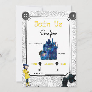 Cartes d'invitation Coraline - Fête d'Halloween