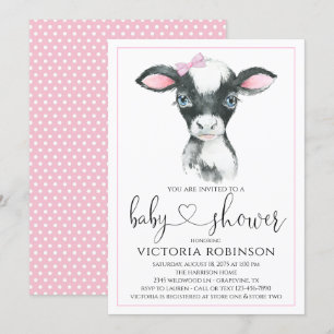 Cartes d'invitation Cow Girl Farm pour Baby Shower