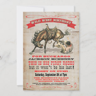 Cartes d'invitation Cowboy Western pour 1er annive