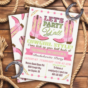 Cartes d'invitation Cowgirl Western pour enterreme