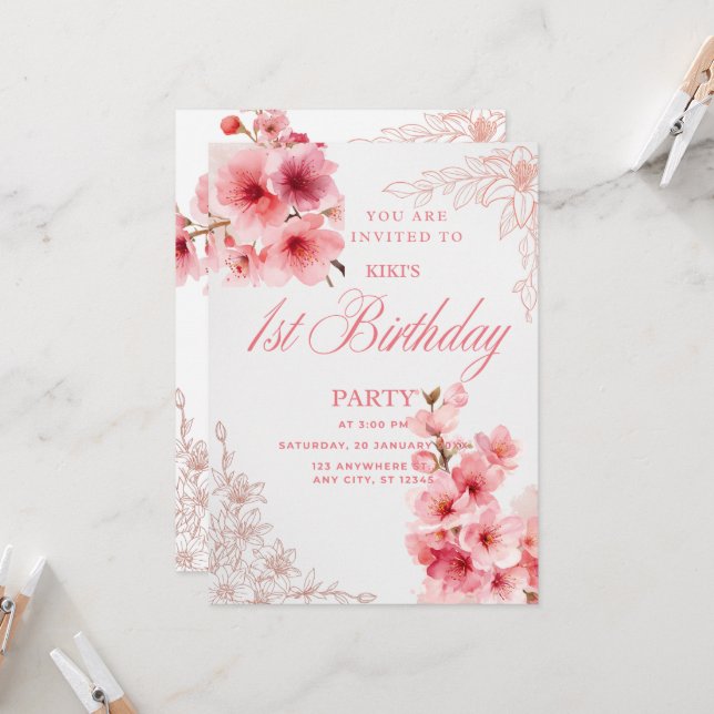 Cartes d'invitation d'anniversaire  (Devant/Arrière en situation)