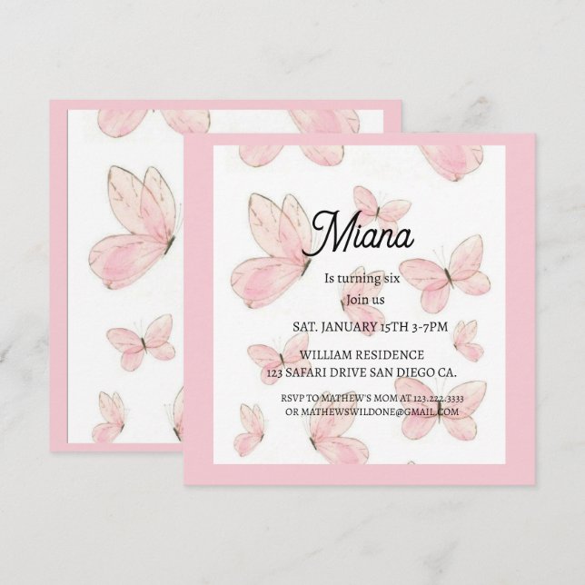Cartes d'invitation d'anniversaire (Devant / Derrière)