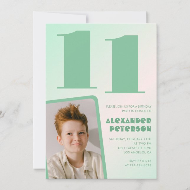 Cartes d'invitation d'anniversaire 11 ans garçon a (Devant)