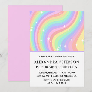 Cartes d'invitation d'anniversaire 13 ans Arc-en-c