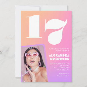 Cartes d'invitation d'anniversaire 17 ans rose pou