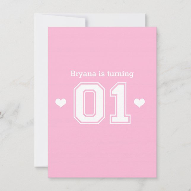 Cartes d'invitation d'anniversaire 1 an Pink Athle (Devant)