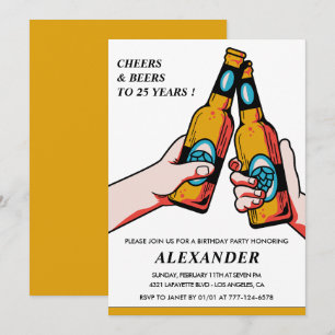 Cartes d'invitation d'anniversaire 25 ans Cheers a