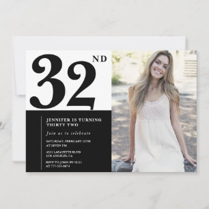 Cartes d'invitation d'anniversaire 32 ans photo no