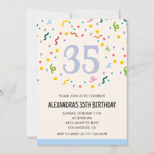 Cartes d'invitation d'anniversaire 35 ans modernes