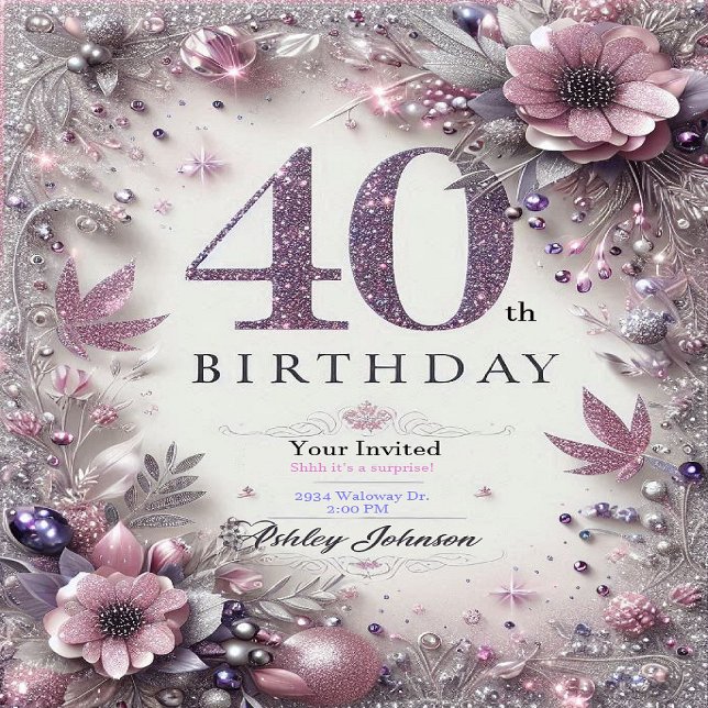 Cartes d'invitation d'anniversaire 40 ans à person (Créateur téléchargé)