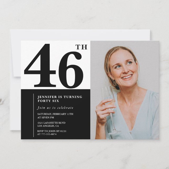 Cartes d'invitation d'anniversaire 46 ans photo no (Devant)