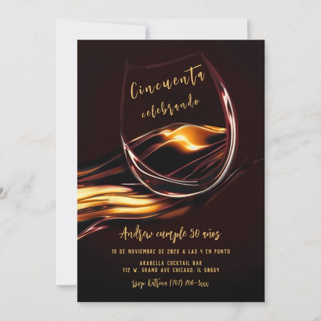 Cartes d'invitation d'anniversaire 50 ans pour hom (Devant)