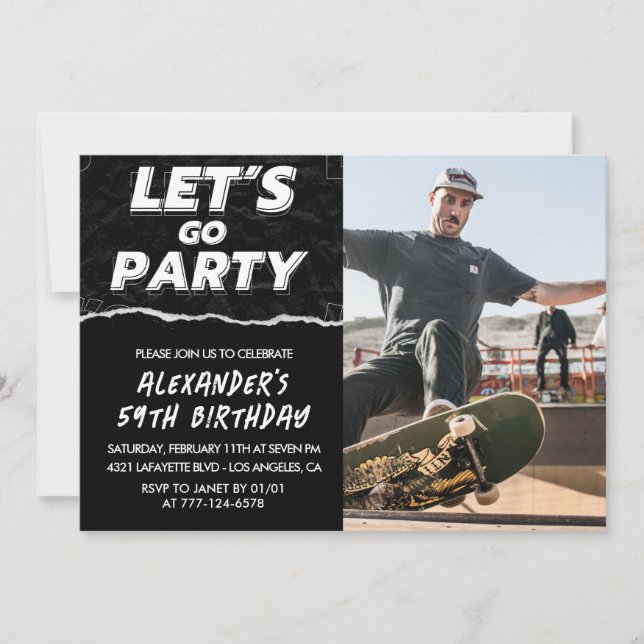 Cartes d'invitation d'anniversaire 59 ans Hommes P (Devant)